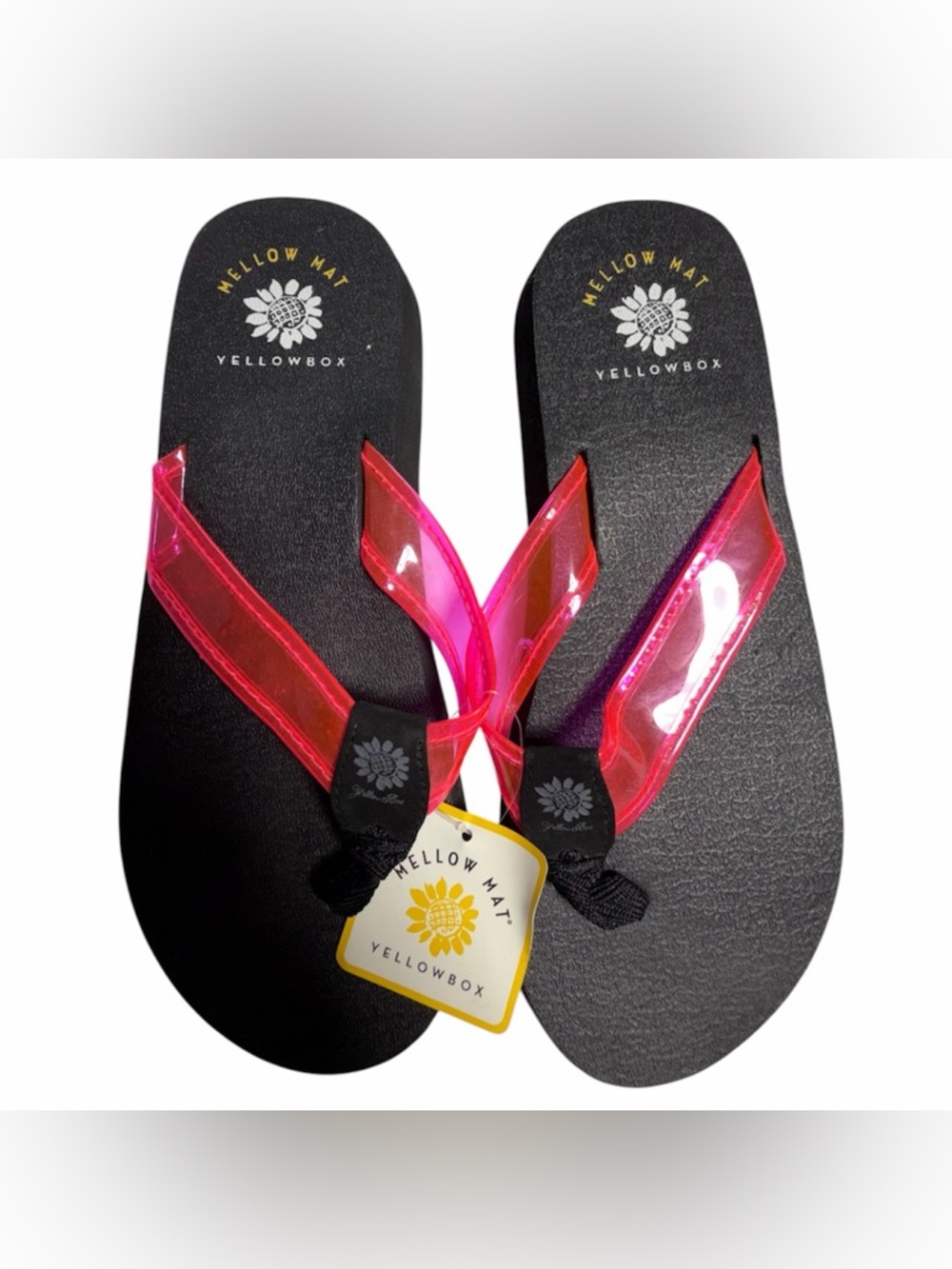 NWT Yellow Box Mellow Mat Women’s Medium 7.5 Flip Flops Thongs Hot Pink